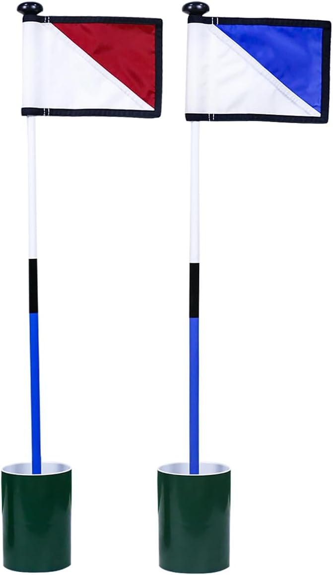 KONDAY Golf Flagstick 3ft,Golf Flag Hole Cup Set Double-Sided Putting Green Flags for Backyard Putting Green Driving Range Practice Two-Section Design Portable - Image 1